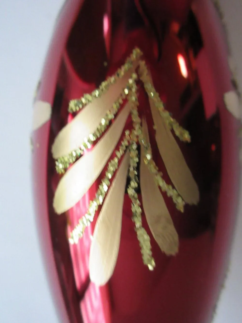 Bronner's Burgandy Teardrop Glass Christmas Ornament Hand Painted Candle Germany